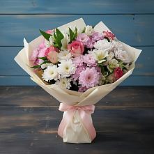 Букет цветов из:  Хризантемы, Альстромерии и Розы в Сухобузимском