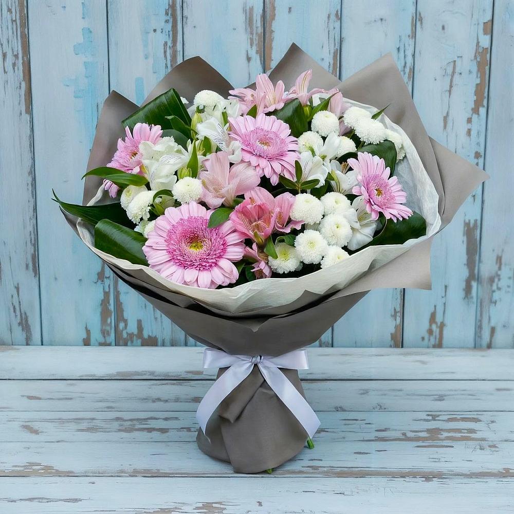 Букет цветов из: Герберы, Альстромерии и Хризантемы в Сухобузимском